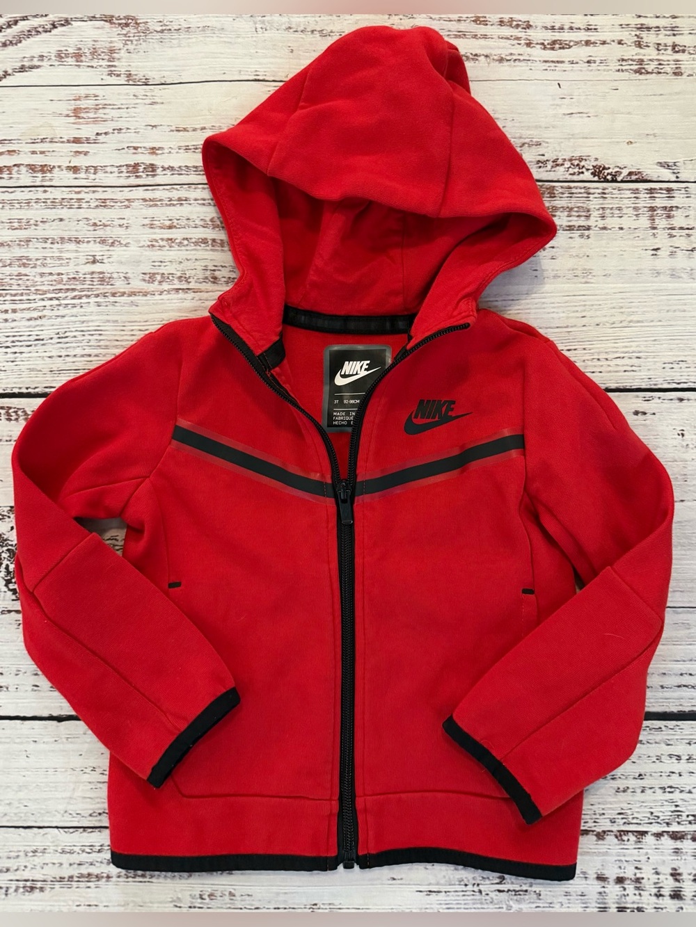 Nike Tech Fleece Jacket 3T Red Black